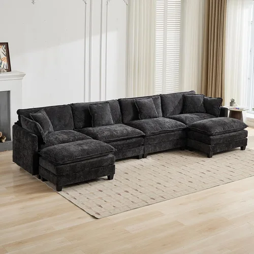 Vista 58 de Sofá modular modular de felpilla beige de 78 pulgadas para sala de estar, sofá modular de felpilla beige para sala de estar, sofás para sala