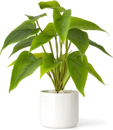 Mkono Planta colgante falsa con maceta, plantas artificiales para decoración del hogar, maceta de hojas verdes sintéticas para interiores,