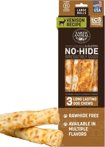 Vista 10 de Earth Animal No Hide Chews - Rollos masticables para perros grandes sin cuero crudo de larga duración, carne de res - 2