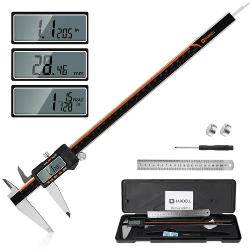 Vista 9 de HARDELL Calibre digital de 6 pulgadas, herramienta de medición de calibre de acero inoxidable con gran pantalla LCD, calibre de micrómetro