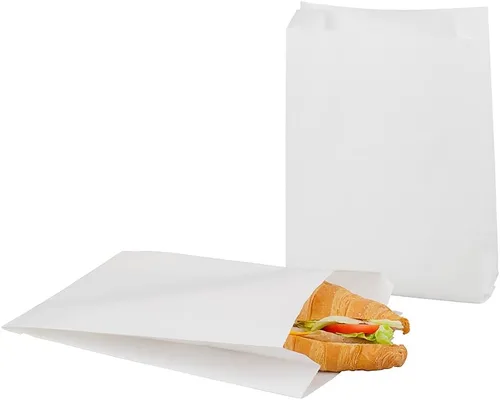 Vista 21 de Restaurantware Bag Tek - Bolsas de papel de 5 x 3 x 8.75 pulgadas para aperitivos, 100 bolsas desechables para papas fritas, a prueba de grasa