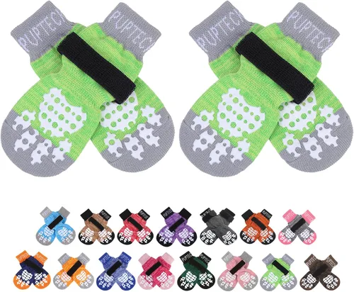 Vista 16 de PUPTECK Calcetines antideslizantes para perros con agarres de doble cara para perros pequeños, medianos y grandes, suelos de madera dura que evitan