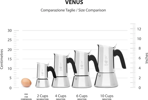 Vista 2 de Bialetti – New Venus, máquina de café espresso de acero inoxidable, apta para todo tipo de estufas, 2 tazas (85 ml), aluminio, plateado