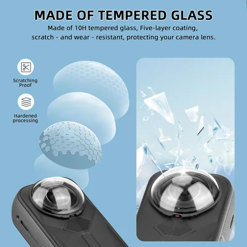 Vista 3 de Protector de lente Insta 360 X5 Premium + paquete de 2 protectores de pantalla, paquete de accesorios para lente de película de vidrio templado