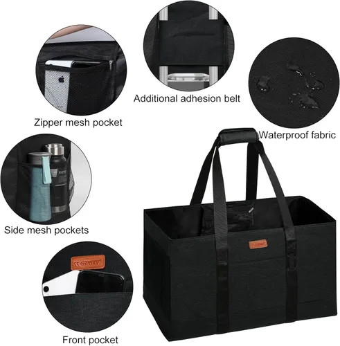 Vista 6 de Bolsa tote grande de WONDAY, bolsa de alimentos plegable y reutilizable, bolsa tote con asas, bolsa de la compra para alimentos, almacenamiento