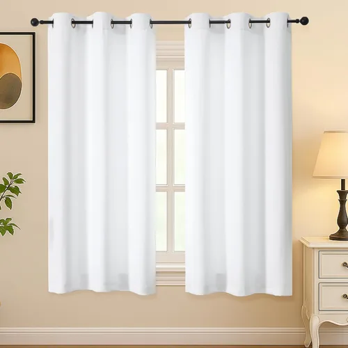 Vista 185 de Simplebrand Juego de 2 paneles de cenefa aguamarina para ventana de cocina de 14 pulgadas de largo, cortinas de oscurecimiento de habitación
