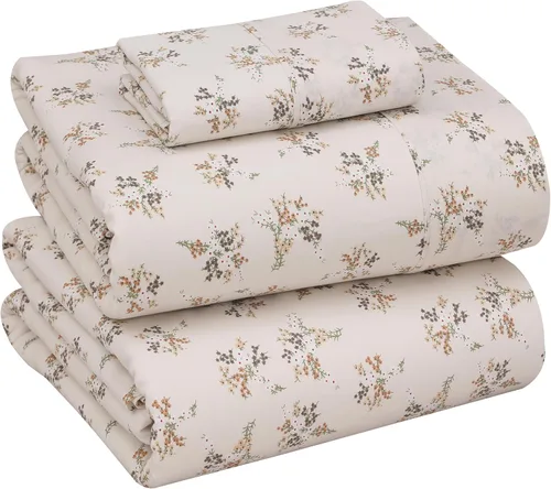 Vista 87 de RUVANTI Sábanas 100% algodón percal tamaño Queen, diseño floral refrescante y transpirable, duraderas, con una sensación nítida, suave y cómoda