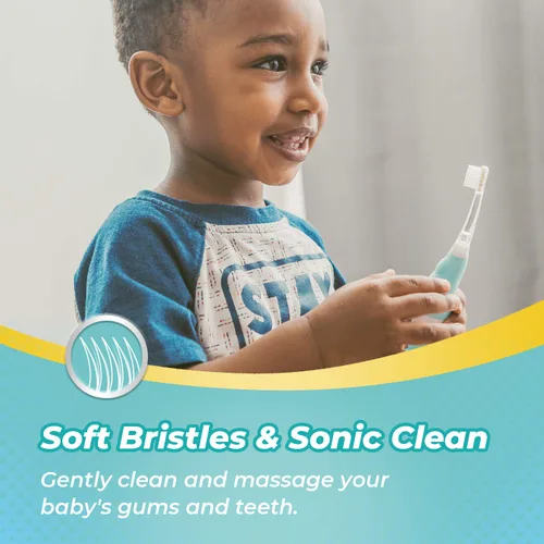 Vista 3 de Papablic BabyHandy - Paquete de 2 etapas con cepillo de dientes eléctrico sónico Debby para niños pequeños