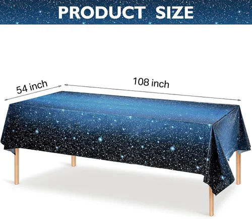 Vista 2 de 1 mantel espacial de noche estrellada, decoración de mesa de galaxia de plástico, suministros de fiesta temática de estrellas espaciales