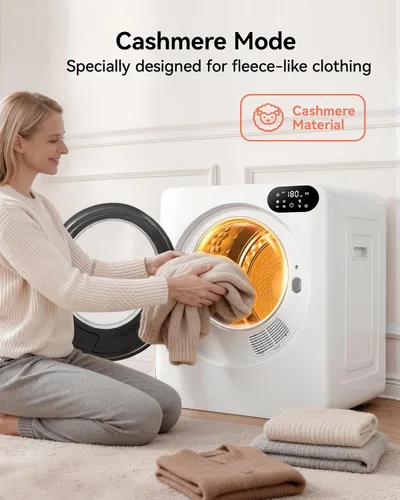 Vista 4 de Euhomy Secadora portátil de 1.5 pies cúbicos, secadora de ropa de 850 W con tambor de acero inoxidable, 4 funciones, panel de control LED, secadores