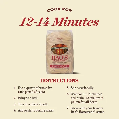 Vista 7 de Rao's Homemade Penne Pasta, 16 oz, tradicionalmente elaborada, calidad premium, de harina de sémola dura, troquelado de bronce tradicional
