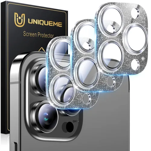 Vista 45 de UniqueMe para Paquete de 3 Protectores de Lente de Cámara para iPhone 15 Pro/iPhone 15 Pro Max, [Protección contra Caídas] [Compatible con Fundas]