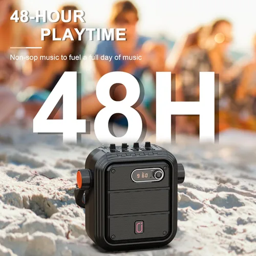 Vista 7 de JYX Máquina de karaoke con 2 micrófonos inalámbricos, juego de altavoces portátiles de 5200 mAh, sistema PA recargable Bluetooth 5.0 con TWS, FM