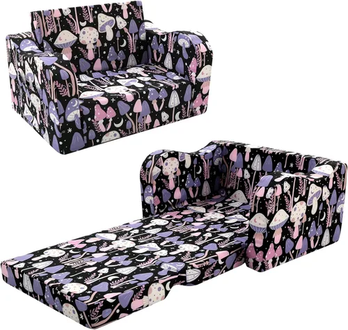 Vista 10 de MeMoreCool Silla Infantil 2 en 1, Sofá Cama Plegable para Niños, Beige (Edades 1-3) – Silla de Terciopelo que se Extiende a Sofá-Cama Espuma