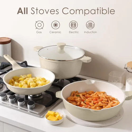 Vista 3 de SENSARTE Sartén antiadherente de cerámica de 8 pulgadas, sartén saludable no tóxica, sartén para tortilla compatible con inducción con mango