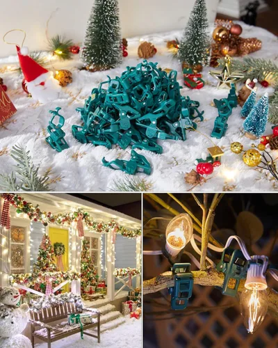 Vista 7 de C7 C9 - Clips de resorte universales para luces navideñas, 25 unidades de clips de resorte rápido para decoraciones de luces navideñas, clips