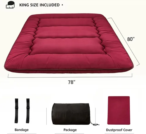 Vista 253 de Colchón futón japonés de piso gris constelación, de piso tatami, portátil, para acampar, para niños, sofá cama plegable enrollable con protector