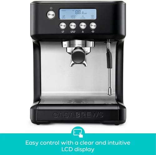 Vista 4 de CASABREWS Máquina de café expreso ultra con pantalla LCD, cafetera de espresso de 20 barras con potente espumador de leche, temperatura