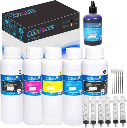 Vista 12 de Juego de botellas de tinta de 16.9 fl oz compatibles con Canon PGI-280 / CLI-281 XL PIXMA TS9120 TS8120 TS8220 TS9520 TR8520 TR7520 TS612 + kit
