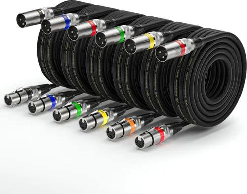 Vista 18 de EBXYA Paquete de 10 cables XLR XLR macho a hembra de 3 pines, cable de conexión de micrófono de 3 pines, cable de iluminación compatible