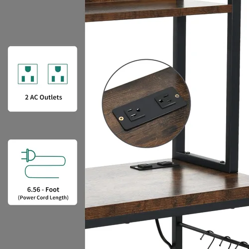 Vista 10 de YITAHOME Soporte de cocina para microondas con estante para vino, estante para vino, estantes de almacenamiento pequeños para botellas de licor