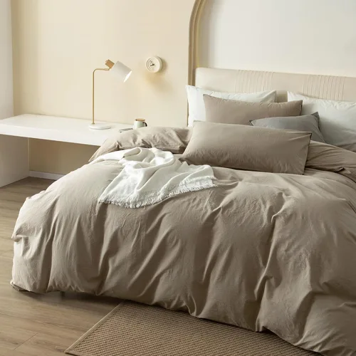 Vista 75 de JIYUAN - Juego de 3 piezas de 1 funda de edredón de algodón 100% lavado de 90x90 pulgadas (relleno no incluido) y 2 fundas de almohada, cómodo