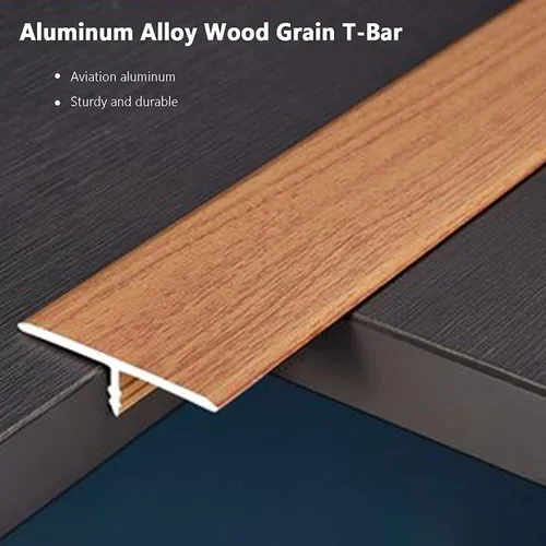Vista 6 de Tira de transición de piso para puerta de cocina, dormitorio, tira de transición de piso en T, decoración de huecos de piso de madera a azulejos