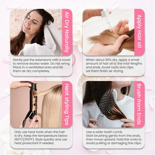 Vista 7 de Aison Extensiones de cabello con clip balayage de cabello humano real, extensiones de cabello ombre 100% de cabello humano para mujer, 12 pulgadas