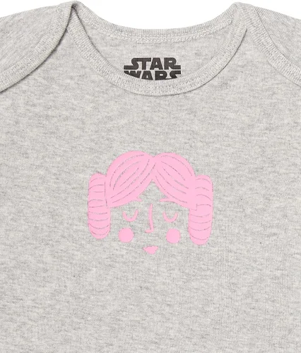 Vista 3 de Tienda Essentials Disney para bebés niñas Marvel Star Wars Body de princesa de manga larga paquete de 5