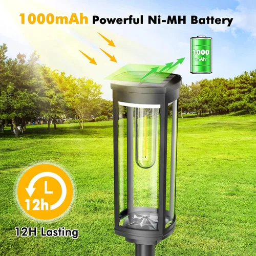 Vista 2 de Paquete de 8 luces solares para caminos al aire libre, luces solares brillantes para senderos exteriores, impermeables, luces solares para acera