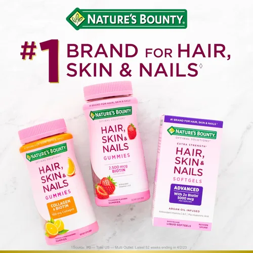Vista 4 de Nature's Bounty Biotin - Suplemento de 10000 mcg, apoya la salud del cabello, la piel y las uñas, soluciones óptimas para el cabello Vitamina