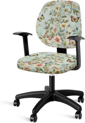 Vista 45 de Funda para silla de oficina de mariposa amarilla, fundas elásticas elásticas para silla de escritorio de oficina, funda suave para silla