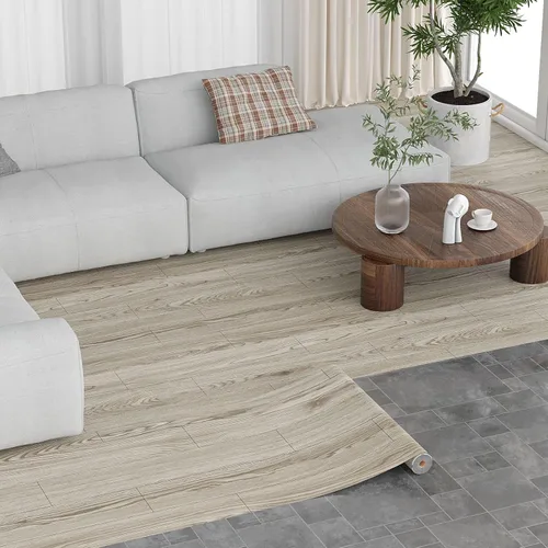 Vista 11 de Oxdigi Rollo de vinilo autoadhesivo para suelos de 24 x 118 pulgadas / 19 pies cuadrados, azulejos de vinilo autoadhesivos en blanco y negro