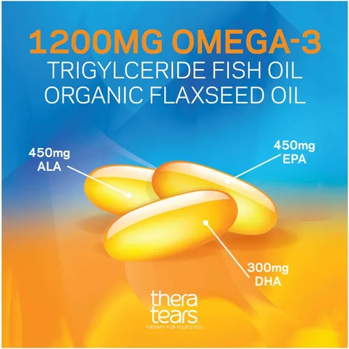 Vista 3 de TheraTears Suplemento Omega 3 de 1200 mg para nutrición ocular, y VIT E, 90 gotas para ojos secos, paquete doble, 1.0 fl oz 1 onza líquida cada uno