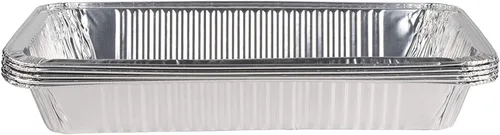 Vista 3 de Papel de aluminio – Sartenes de papel de aluminio – 30 piezas de tamaño completo, sartenes desechables de mesa de vapor para hornear, servir, asar