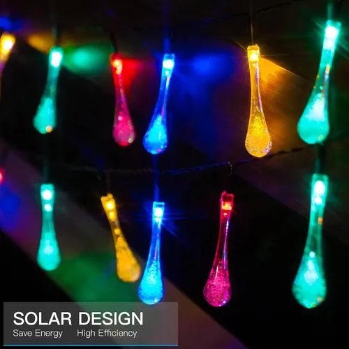 Vista 4 de suddus Paquete de 2 tiras de 30 luces LED solares para exteriores, impermeables, luces solares con 8 modos, luces solares de fiesta al aire libre