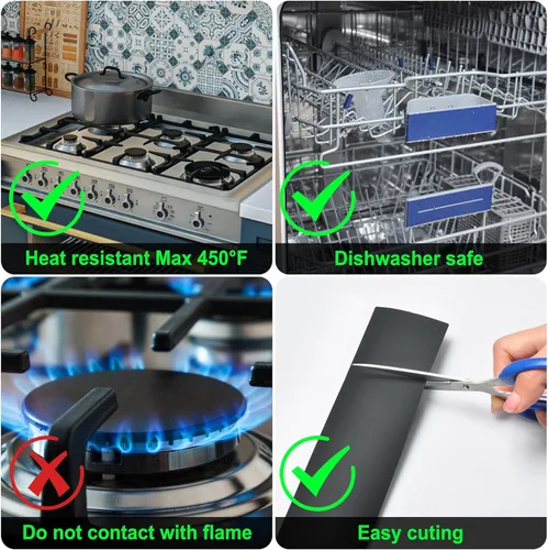 Vista 8 de KindGa - Cubierta de silicona para cubrir los espacios entre la mesada y la cocina, cubierta larga para tapar los espacios entre los Negro