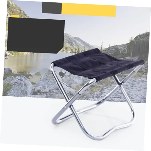 Vista 7 de POPETPOP Taburete plegable portátil de aleación de aluminio silla de camping para pesca barbacoa y actividades al aire libre compacto con superficie