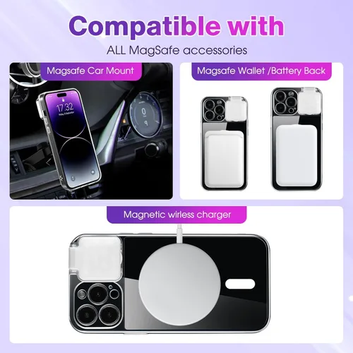 Vista 5 de Funda magnética con luz LED para selfie para iPhone 13 Pro Max, recargable, portátil, anillo de luz para selfie, maquillaje, Tiktok, transmisión