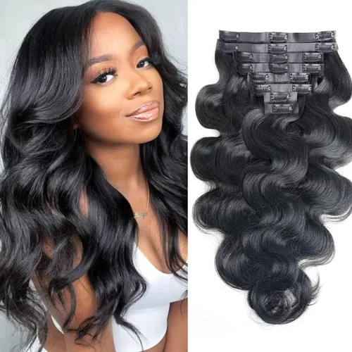 Vista 42 de Extensiones de Cabello con Clip Recto de Cabello Humano Real 8 Piezas Cabello Humano Remy con Clip para Mujeres, Cabello Humano Suave Natural, 120g