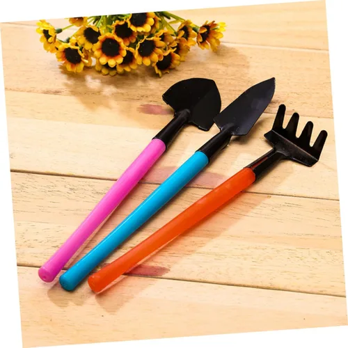 Vista 8 de Set of 3 Mini Garden Tools Compact Rake Shovel Trowel Durable Plastic Handles Ideal for Indoor Planting Bonsai Care