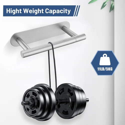 Vista 3 de Soporte de papel higiénico autoadhesivo, soporte de rollo de papel higiénico de níquel cepillado SUS304 de acero inoxidable, soporte de toalla