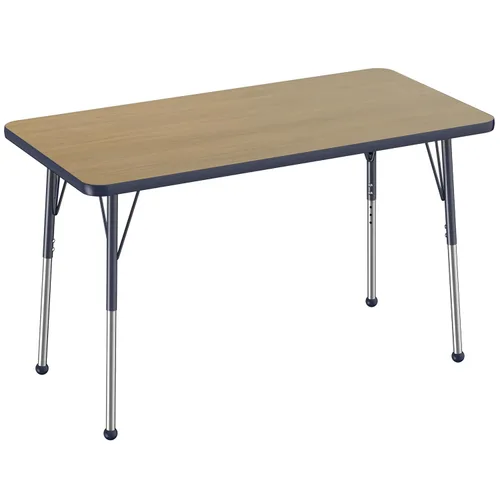 Vista 199 de FDP - Mesa rectangular para actividades escolares y de oficina (24 x 36 pulgadas), patas estándar con deslizadores giratorios, altura ajustable