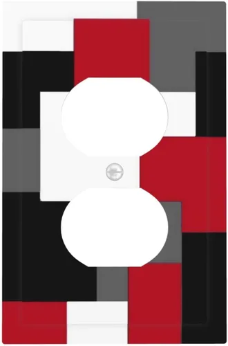 Vista 105 de Taupe Beige Marrón Gris Abstracto Arte 1-Banda Interruptor de Luz Doble de Recepción Placa de Pared Toma Cubiertas Eléctricas Decorativas Modernas