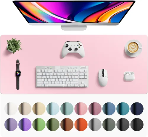 Vista 257 de Aothia - Protector de escritorio de cuero sintético, base para mouse y cubierta antideslizante, superficie impermeable para laptop y escritura