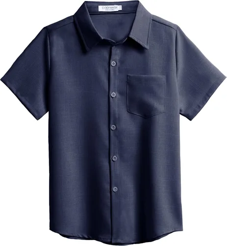 COOFANDY Camisas de lino de manga corta con botones para hombres y niños, camisas tropicales hawaianas