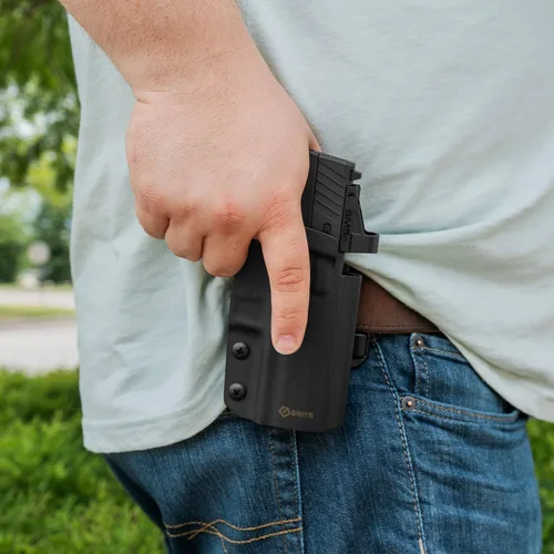 Vista 4 de GRITR OWB Kydex - Funda para pistola de mano derecha compatible con los modelos Taurus GX4 Carry Toro Accesorio de pistola EDC con corte óptico