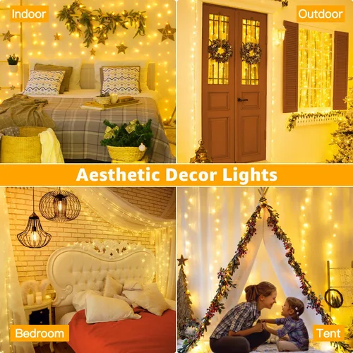 Vista 9 de Ollny - Guirnalda de luces con 120 ledes, de 40 pies, con temporizador, impermeables y conectables, 8 modos, para interior y exterior, dormitorio