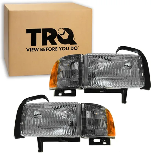 Vista 92 de TRQ Juego de Conjunto de Ensamble de Faros de 2 Piezas de Desempeño Halógeno con Marco Cromado Conductor y Lado del Pasajero Compatible con Mercedes