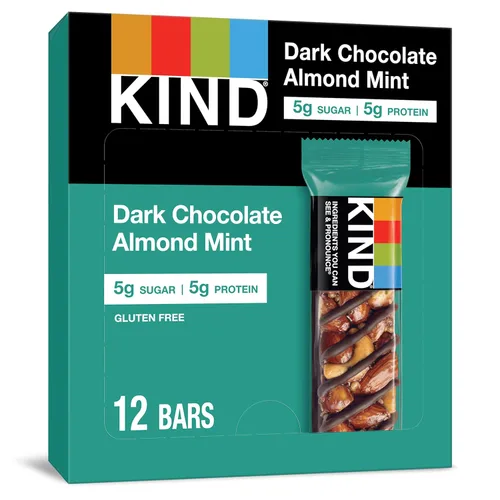 Vista 15 de KIND - Barras de chocolate oscuro, moca y almendras, bocados saludables, libres de gluten, bajas en azúcar, con 0.18 onzas de proteína, 12